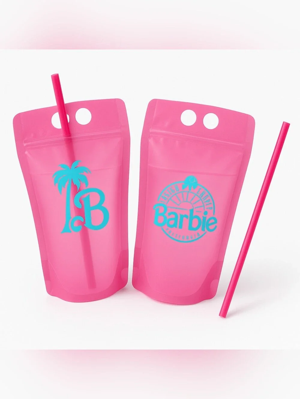 Barbie Dream Party Reusable Drink Pouches, Pink, 8-Pack